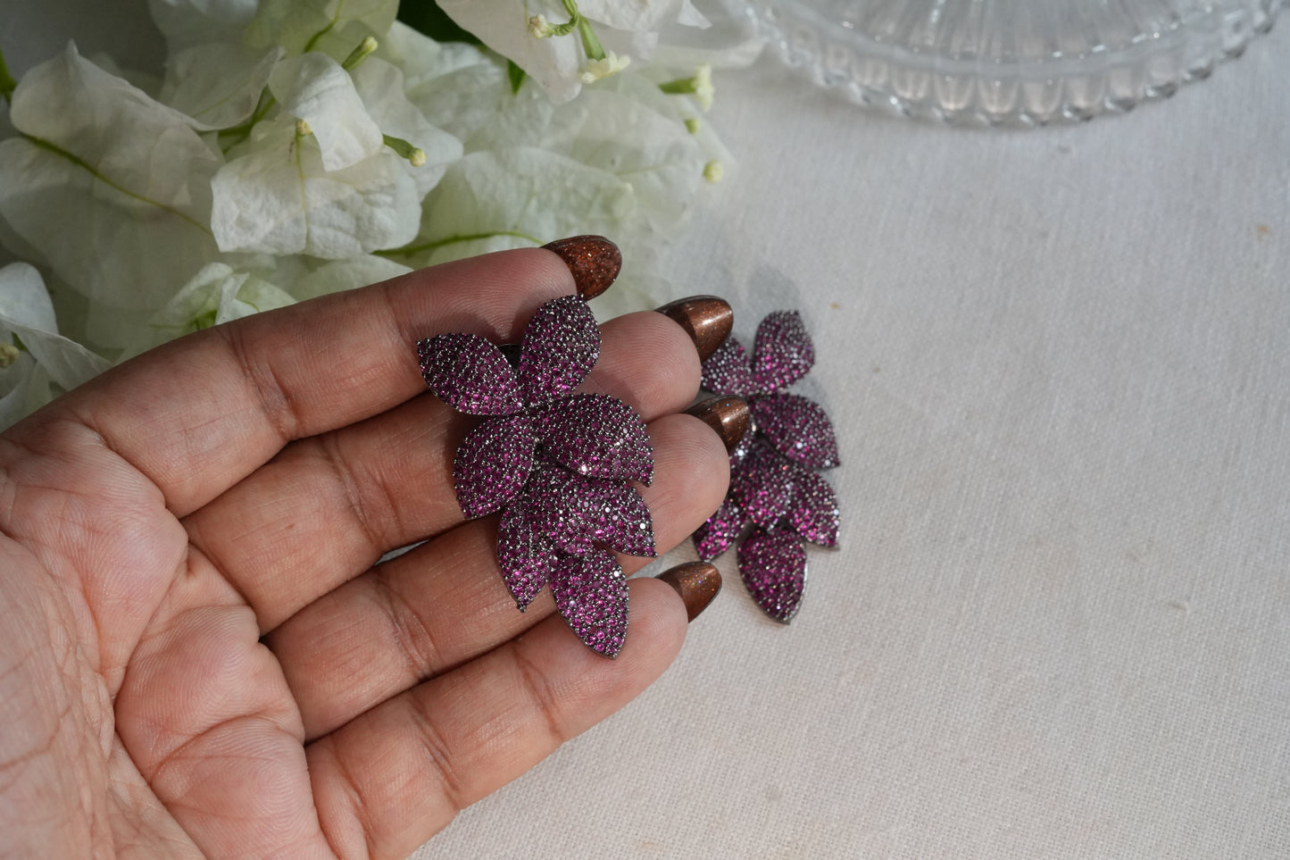 Ruby Ad Stone Earrings (1-5397)(B)(From Turkey)