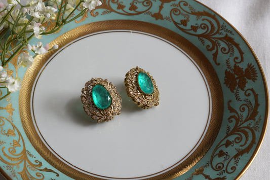 Aqua Stone Polki Studs (1-5410)(B)