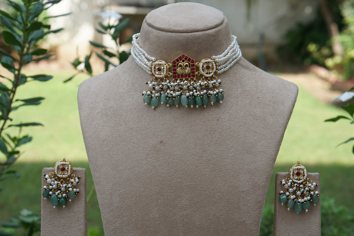 Kundan Choker Set (4-9698) (A)