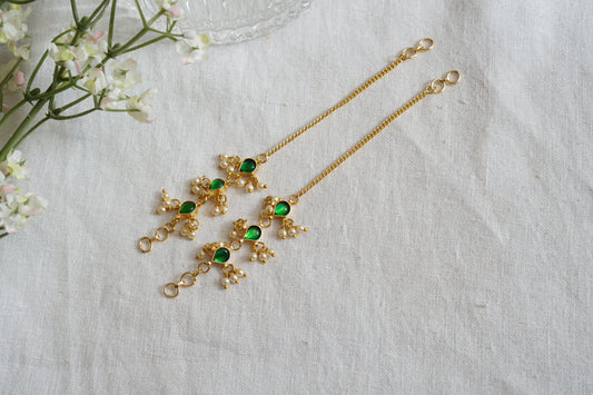 Green Kundan Earchain (9-300) - JEWELSTYLE