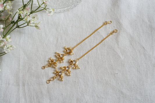 White Kundan Earchain (9-301) - JEWELSTYLE