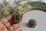 Green Stone Polki Studs (1-5412)(B)