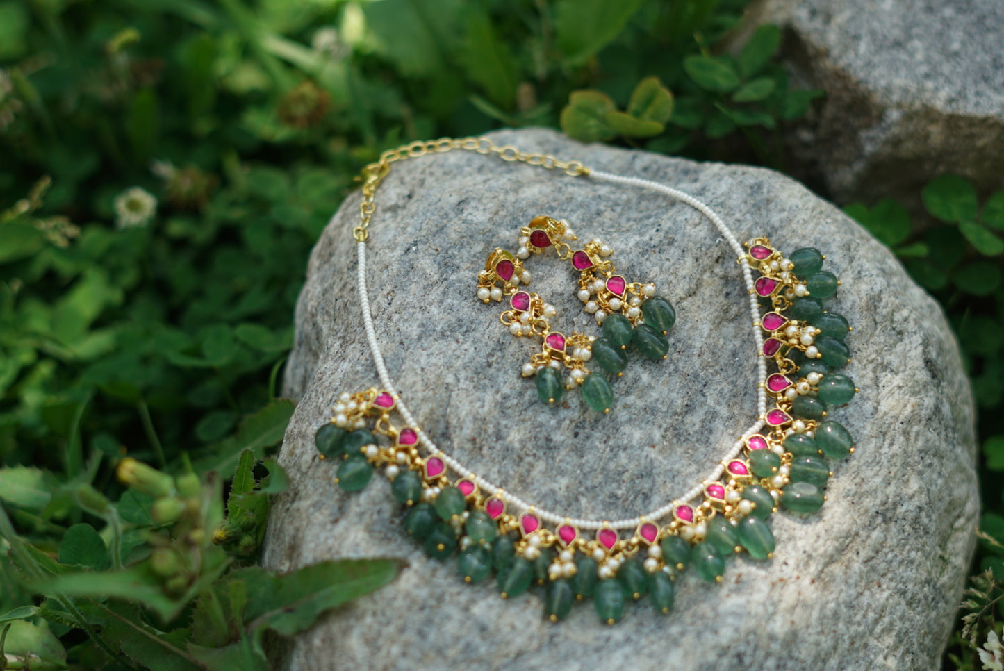 Pink Kundan Necklace set (4-4067)(N) - JEWELSTYLE