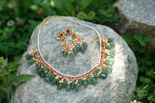 Pink Kundan Necklace set (4-4067)(N) - JEWELSTYLE