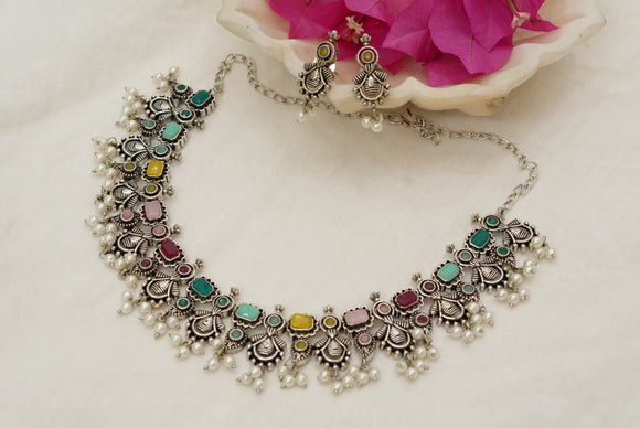 Oxidised necklace set (4-6986)