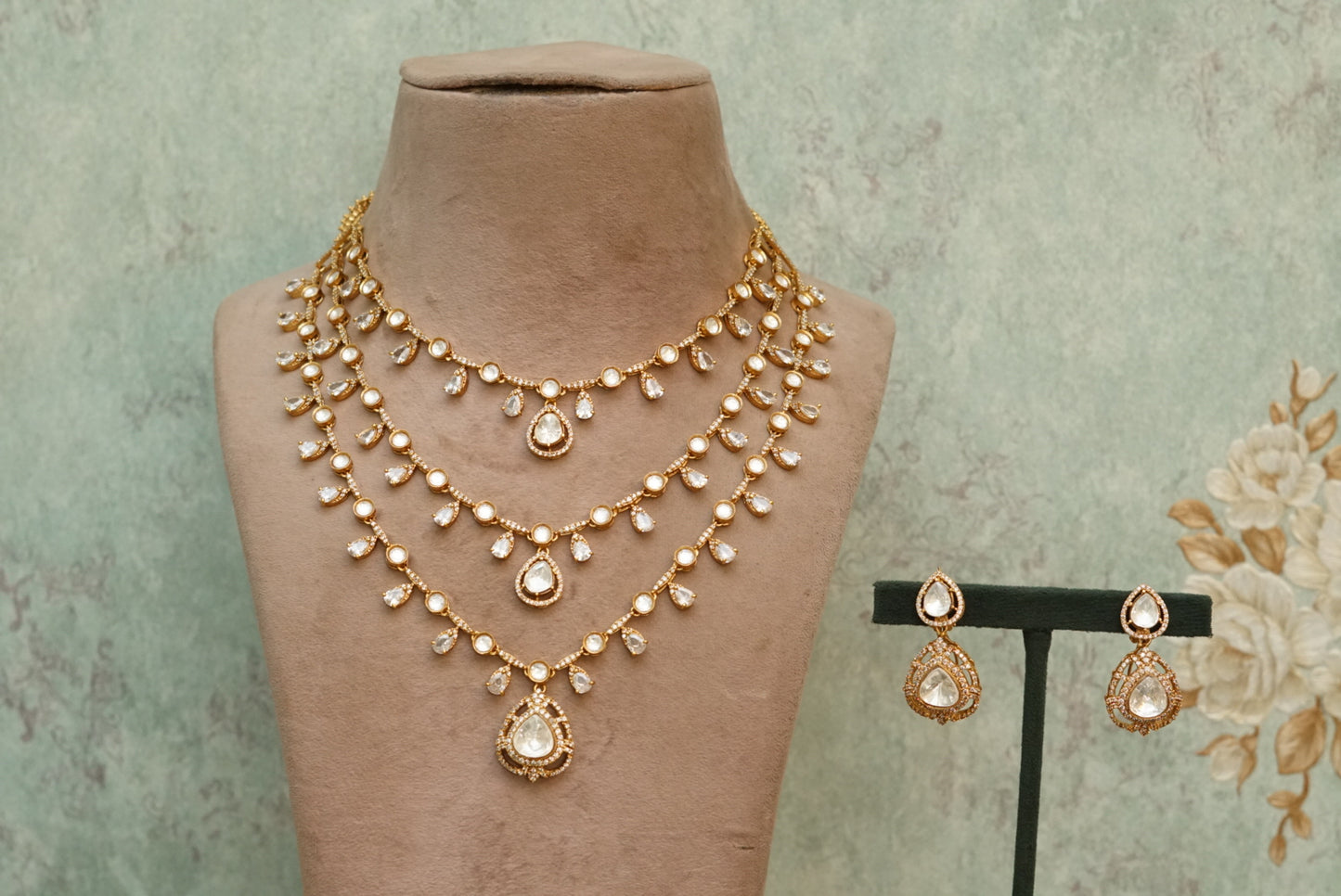Kundan polki necklace set (4-6605)(B)(Preorder) - JEWELSTYLE