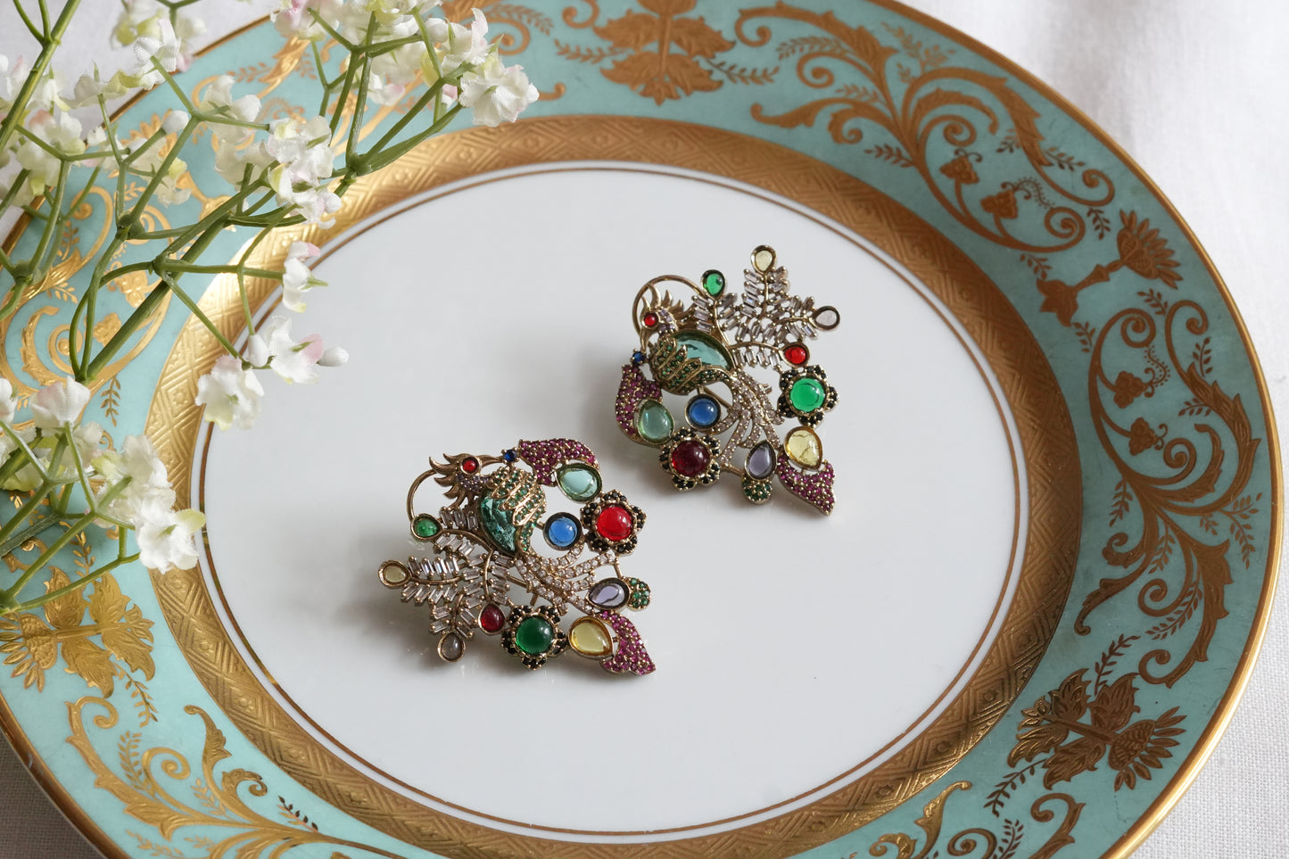 Multi Stone Polki Earrings (1-5419)(B)