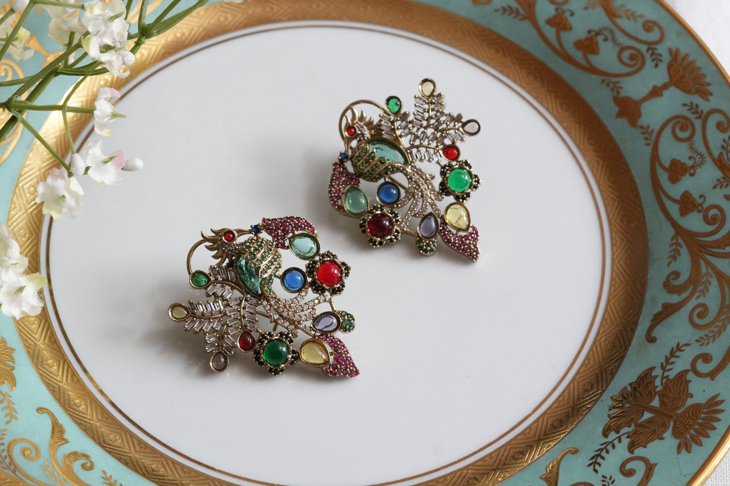 Multi Stone Polki Earrings (1-5419)(B)