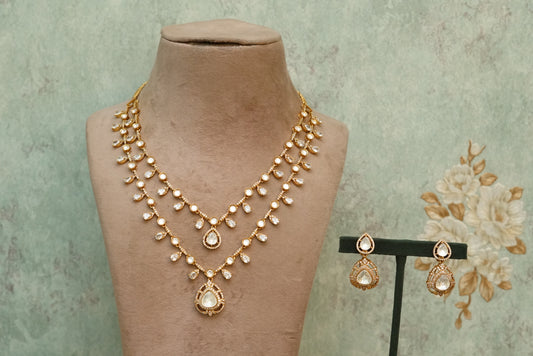2 line Kundan polki necklace set (4-6607)(B)(PREORDER) - JEWELSTYLE