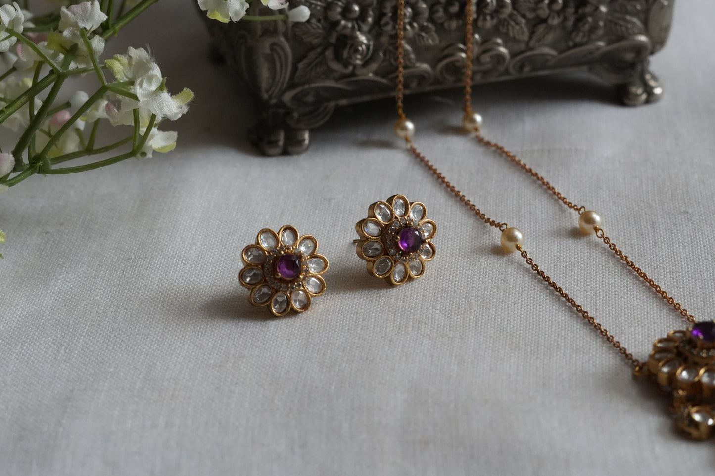 Blue stone Polki Pendant Set (4-9468)(B)
