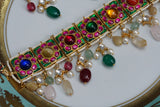 Kundan Navratan necklace set (4-5905)(R)(preorder)