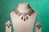 Red Stone Polki Necklace set (4-8712)(B)