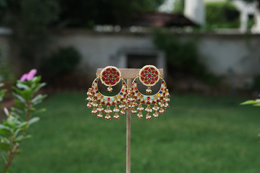 Kundan Chandbali  Earrings (1-5378)(A)