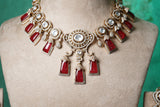 Red Stone Polki Necklace set (4-8712)(B)