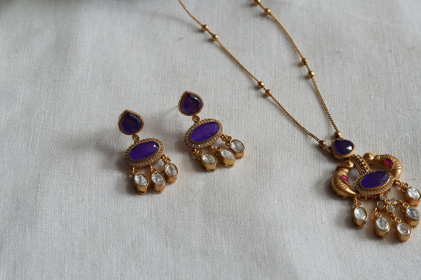 Blue stone Polki Pendant Set (4-9467)(B)