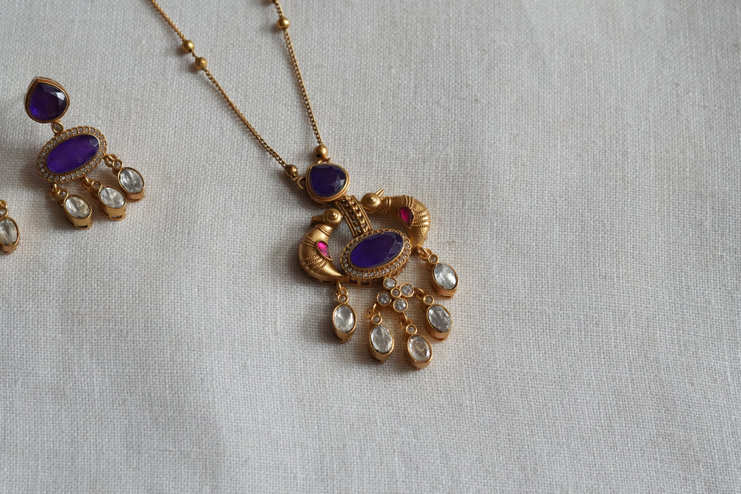 Blue stone Polki Pendant Set (4-9467)(B)