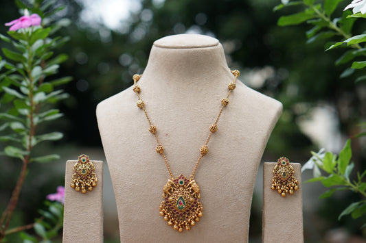 Antique Pendant Necklace Set (4-9718)(EX)