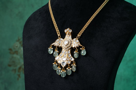 Polki bird Pendant set (4-8720)(B) - JEWELSTYLE