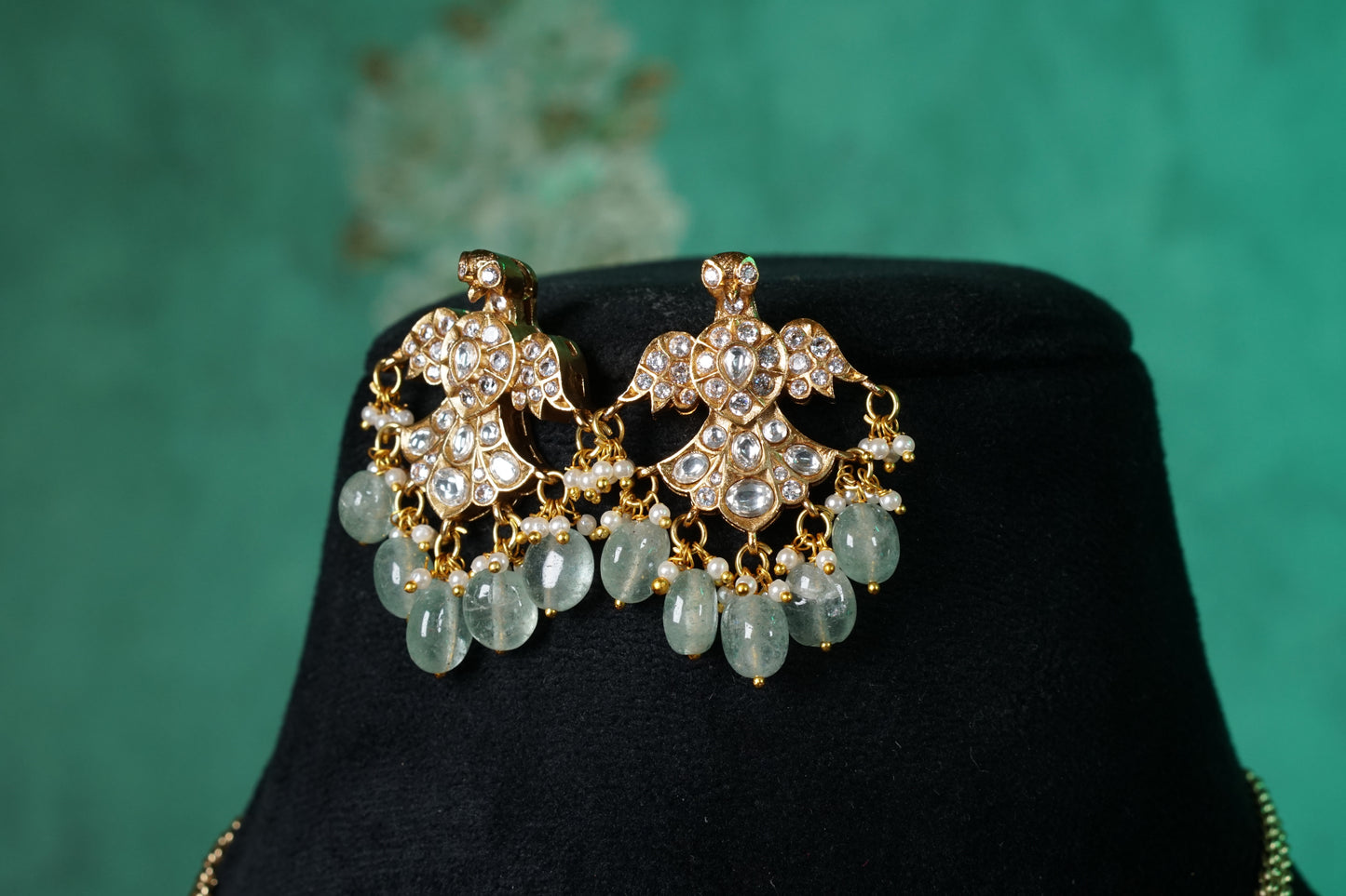 Polki bird Pendant set (4-8720)(B) - JEWELSTYLE