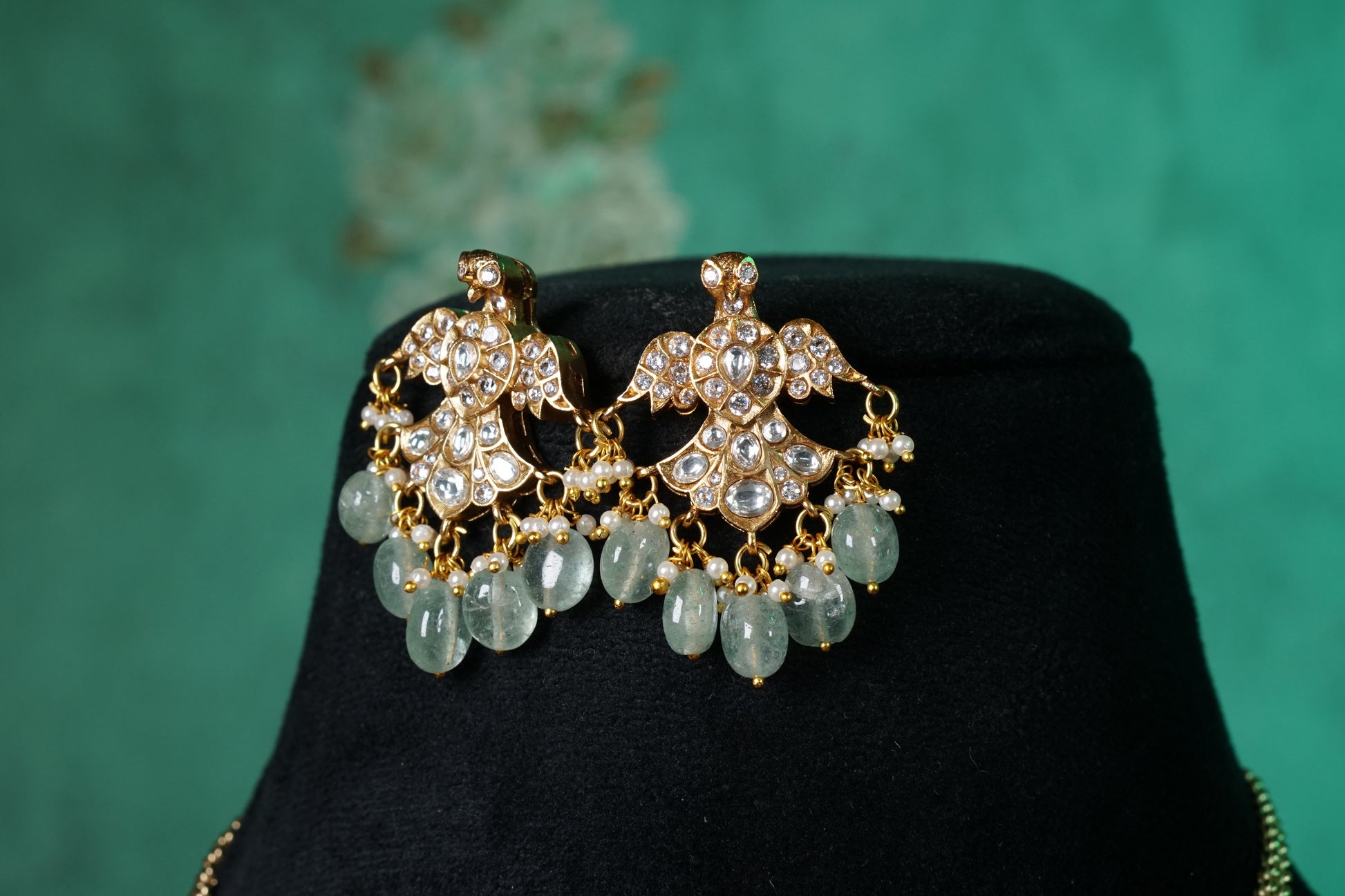 Polki bird Pendant set (4-8720)(B) - JEWELSTYLE