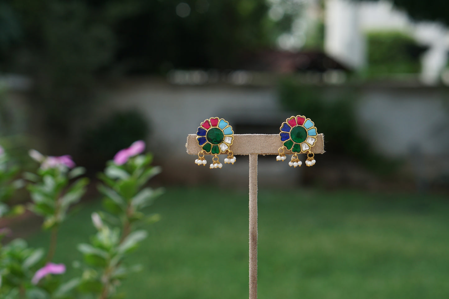 Multi stone Kundan Studs(1-5388)(A)