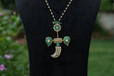 Turquoise Kundan Pendant Set (4-9422)(A)