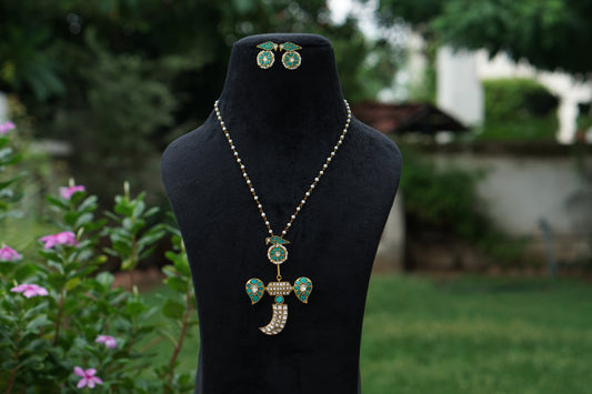 Turquoise Kundan Pendant Set (4-9422)(A)