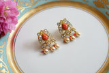 Coral studs earrings (1-3991)(K)