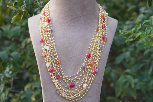Multi beads pearl  necklace (4-6234)(N) - JEWELSTYLE