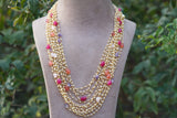 Multi beads pearl  necklace (4-6234)(N)