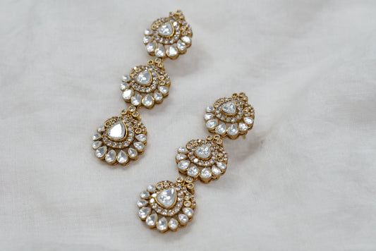 White  Polki earring (1-3377)(B) - JEWELSTYLE