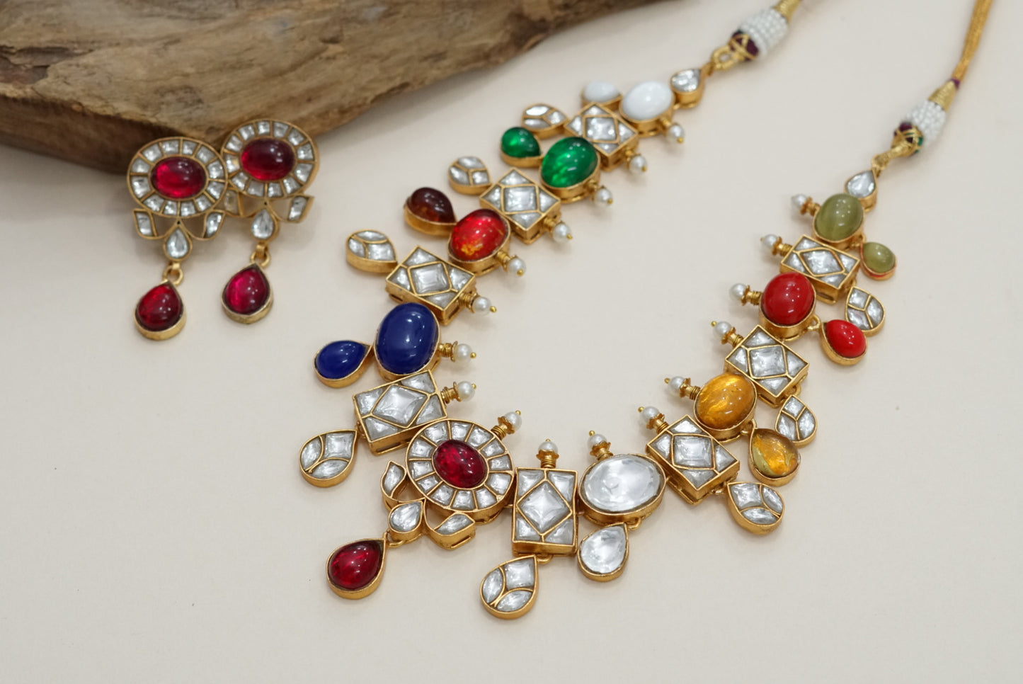 Navratan necklace set (4-6235)(R)(PREORDER) - JEWELSTYLE