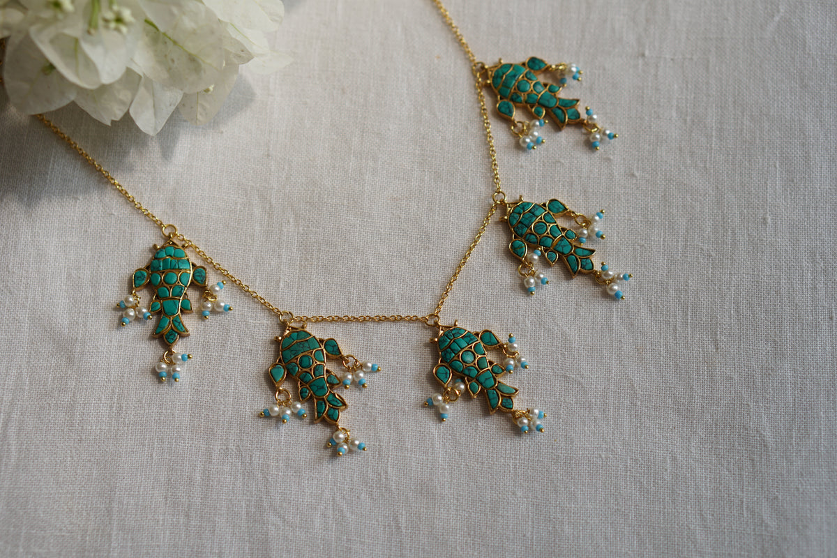 Kundan Fish Necklace (4-9725)(R)