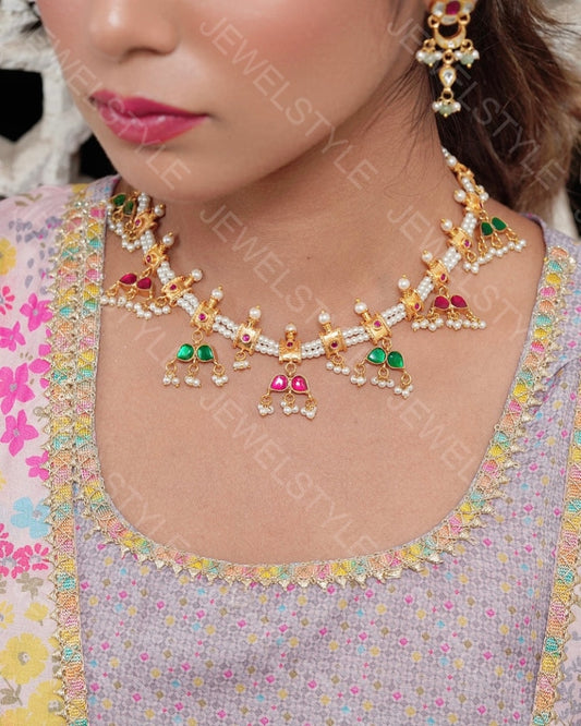 Kundan Necklace (4-6578)(R)(preorder) - JEWELSTYLE