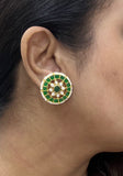 Green Kundan studs(1-1070-c)(R)