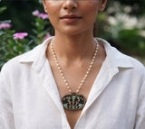 Firoza stone Kundan pendant chain(4-9603)(R)