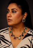 Multi Stone Polki Necklace set (4-8562)(B) - JEWELSTYLE