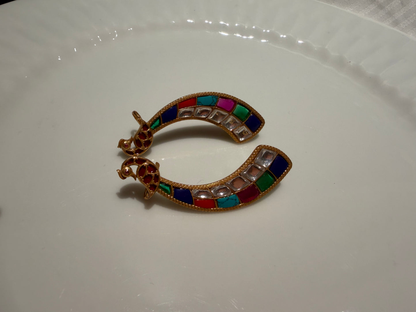 Navratan earcuff earrings(1-5430)(EX)