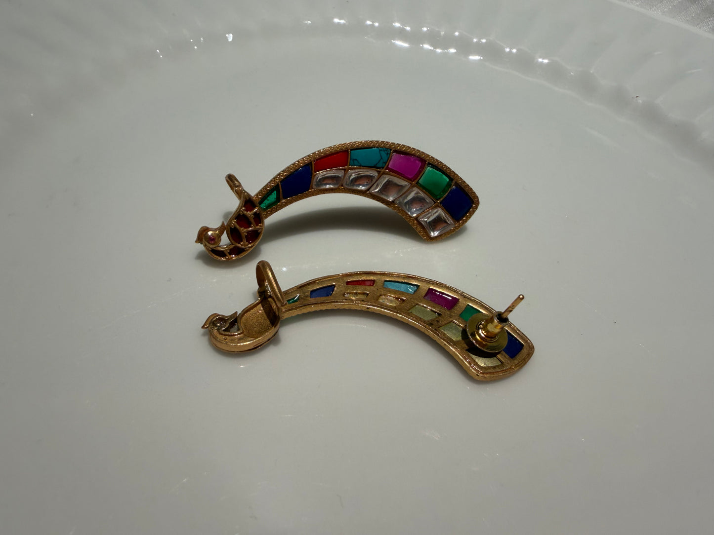 Navratan earcuff earrings(1-5430)(EX)