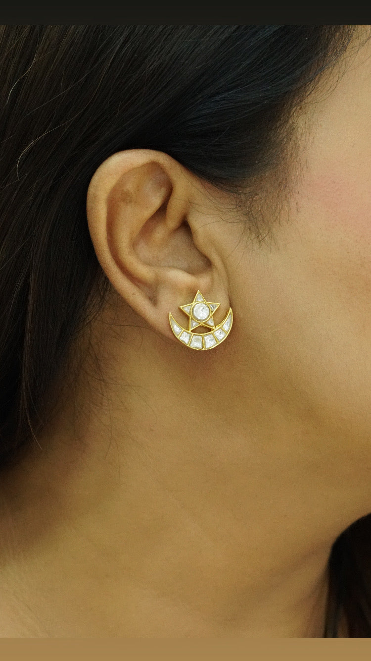 White Kundan Chand studs  (1-4279)(R) - JEWELSTYLE