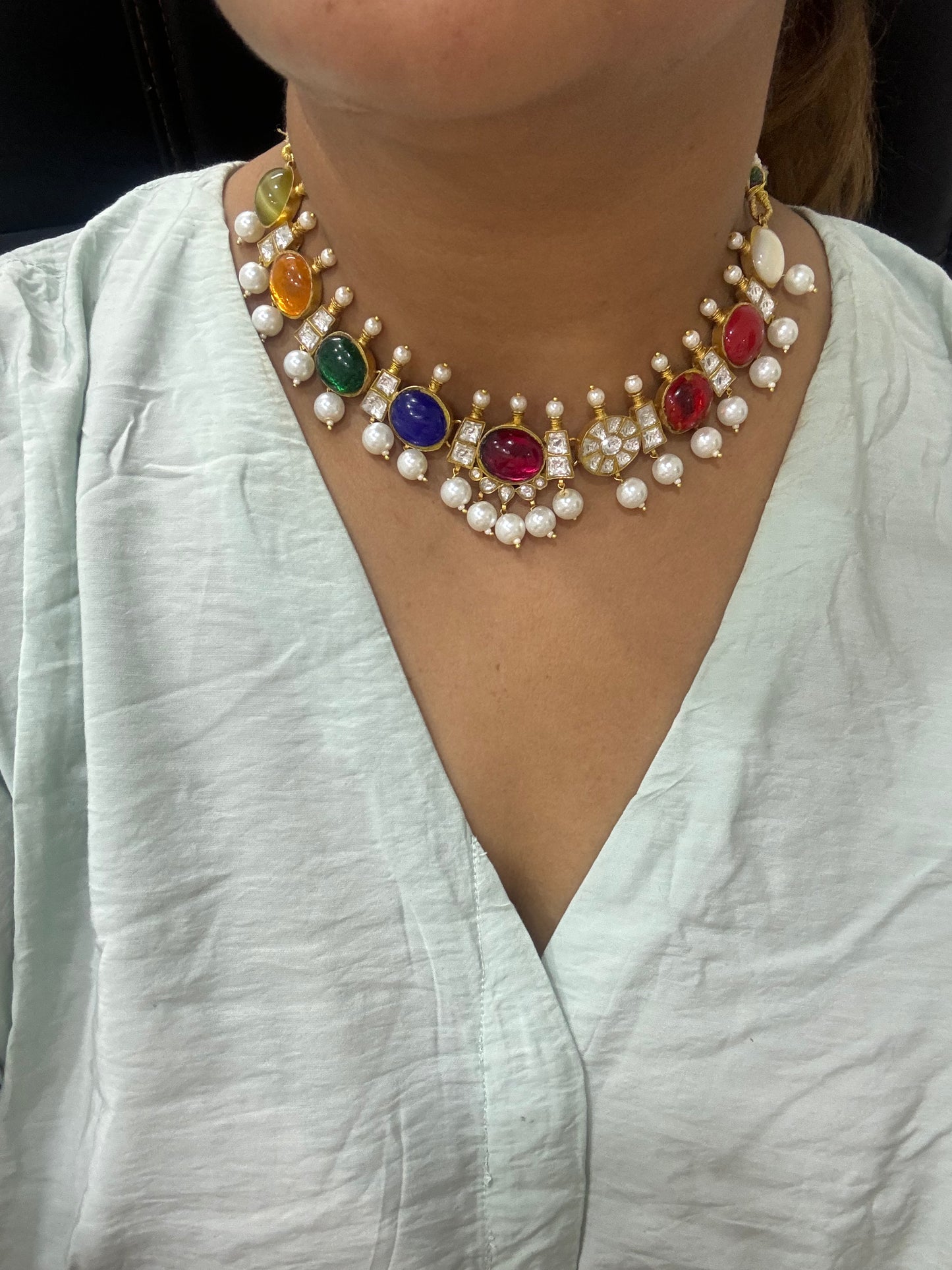 Navratan Kundan Necklace(4-2467)(PREORDER)