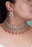 Coral  Polki necklace set (4-7803) (B)