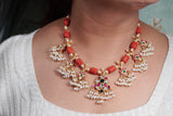 Kundan Coral necklace  (4-7797) (K)