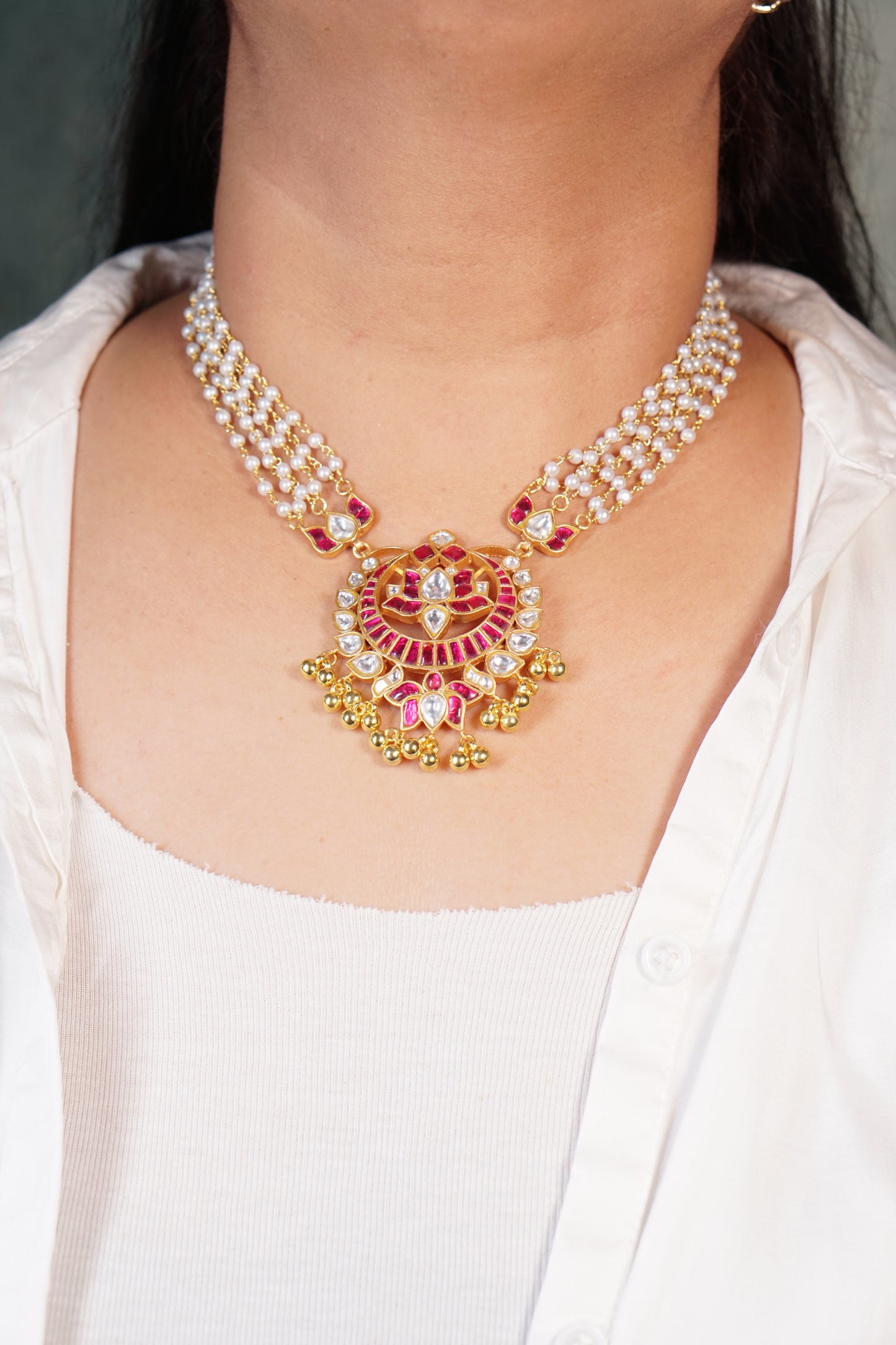 Kundan Necklace (4-2405) (R) - JEWELSTYLE
