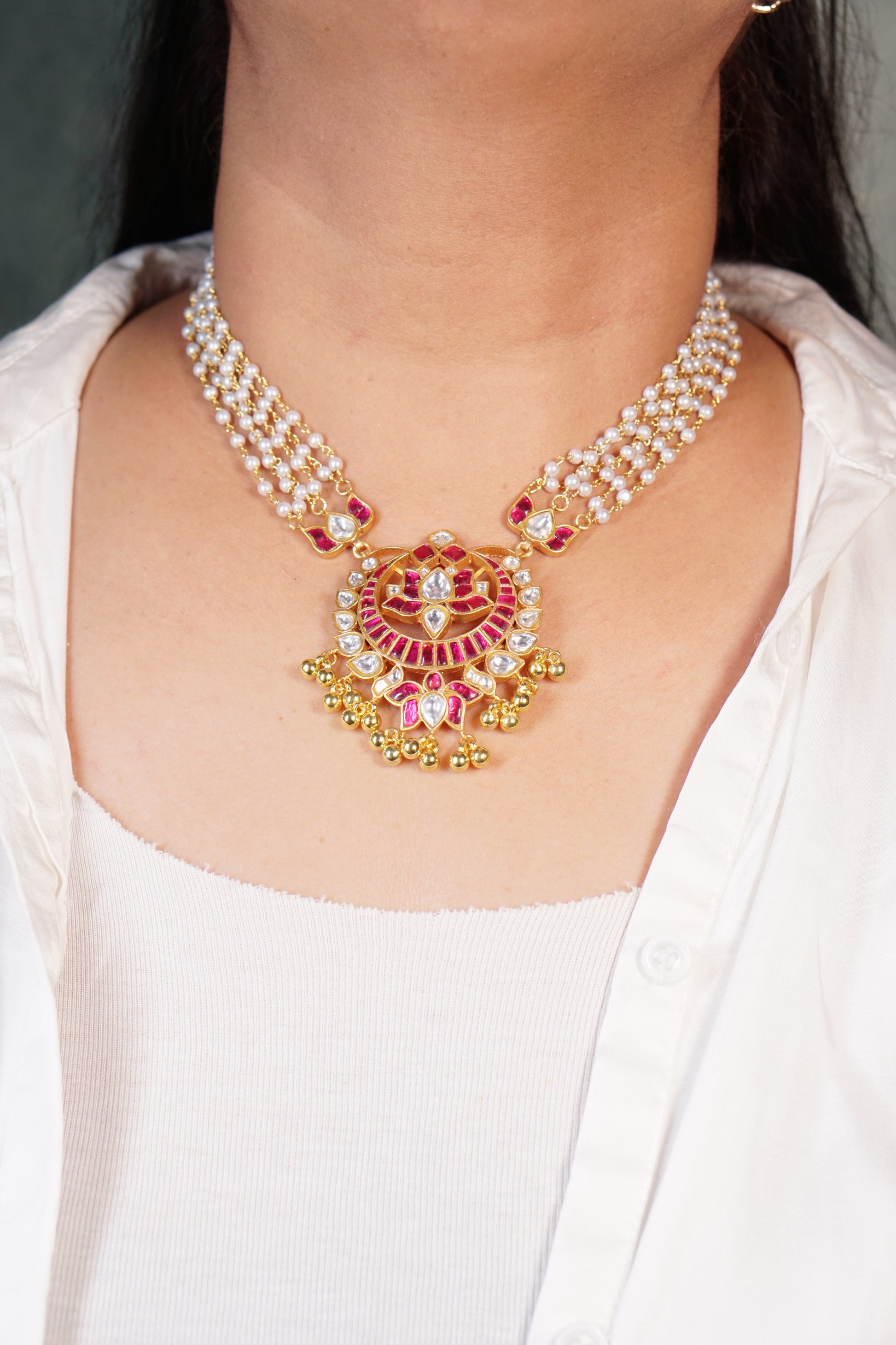 Kundan Necklace (4-2405) (R) - JEWELSTYLE