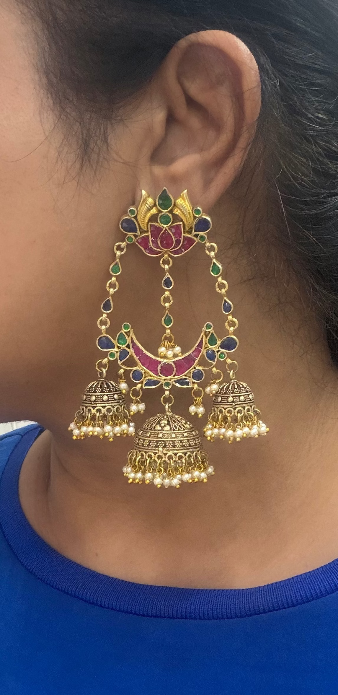 Kundan big size jhumki earrings (1-5049)(R) - JEWELSTYLE