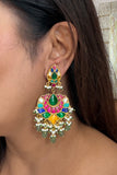 Multi Stone Kundan Earrings (1-5589)(R)