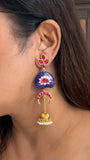 Kundan Meenawork Long Earrings (1-5609)(R)