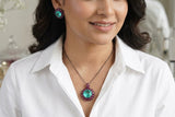 Ruby Stone And aqua Stone Pendant Set (4-9170)(B)(From Turkey) - JEWELSTYLE