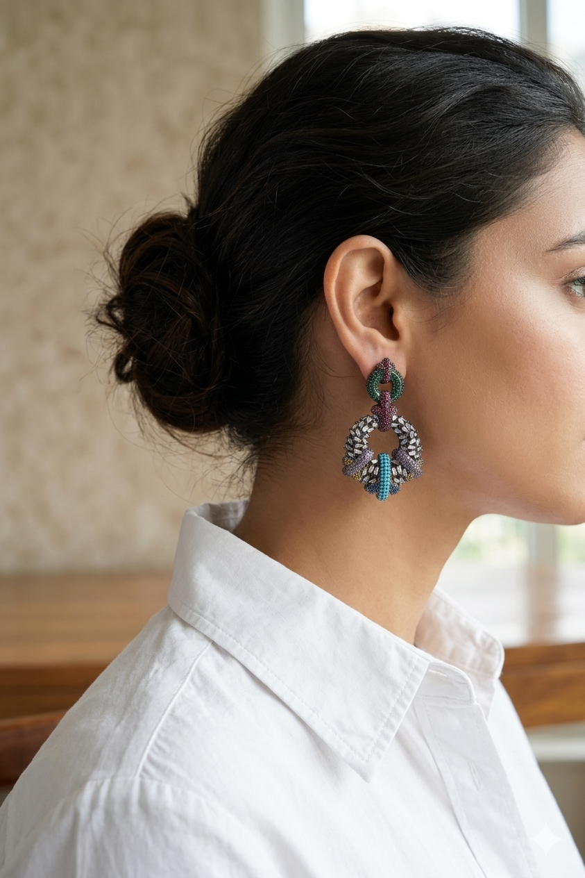 Multistone earrings (1-5192)(B)(from Turkey) - JEWELSTYLE